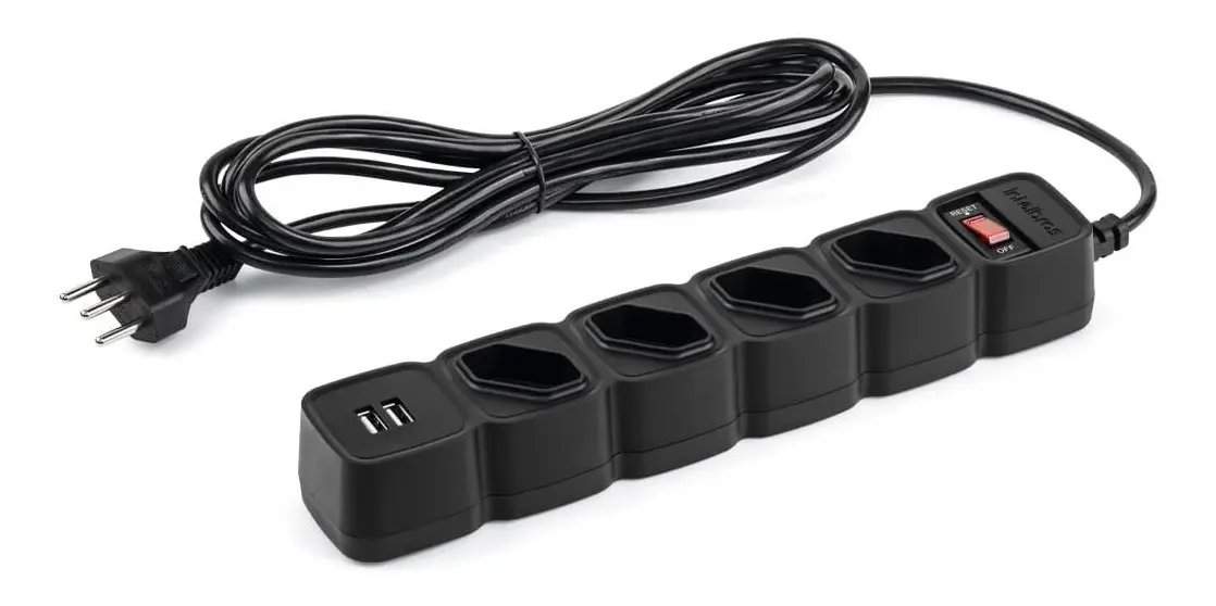 PROTETOR ELETRONICO C/4 TOMADAS + 2 USB 20W EPE 2004 USB PT
