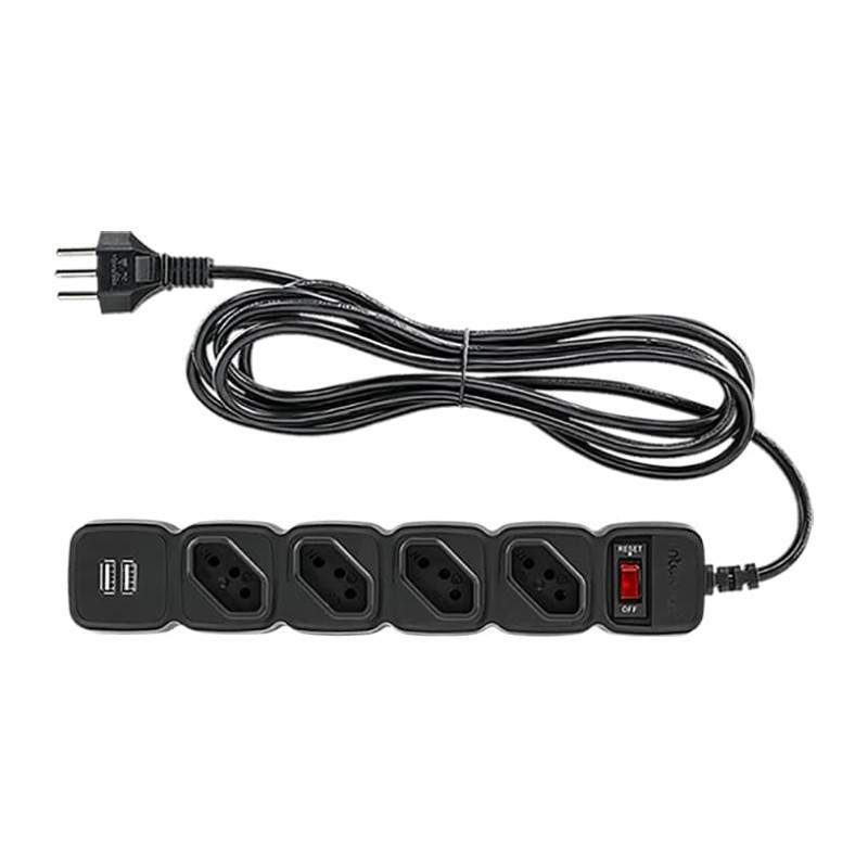 Protetor Eletrnico c/ 4 Tomadas e 2 USB - EPE 204 USB + PT