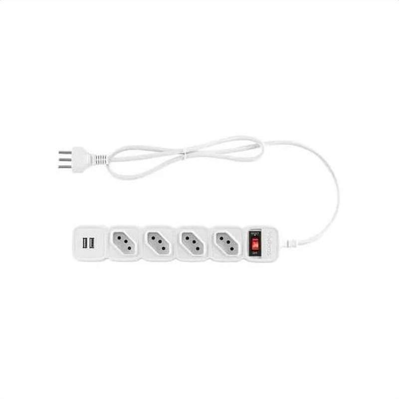 Protetor Eletrnico c/ 4 Tomadas e 2 USB - EPE 204 USB + BR