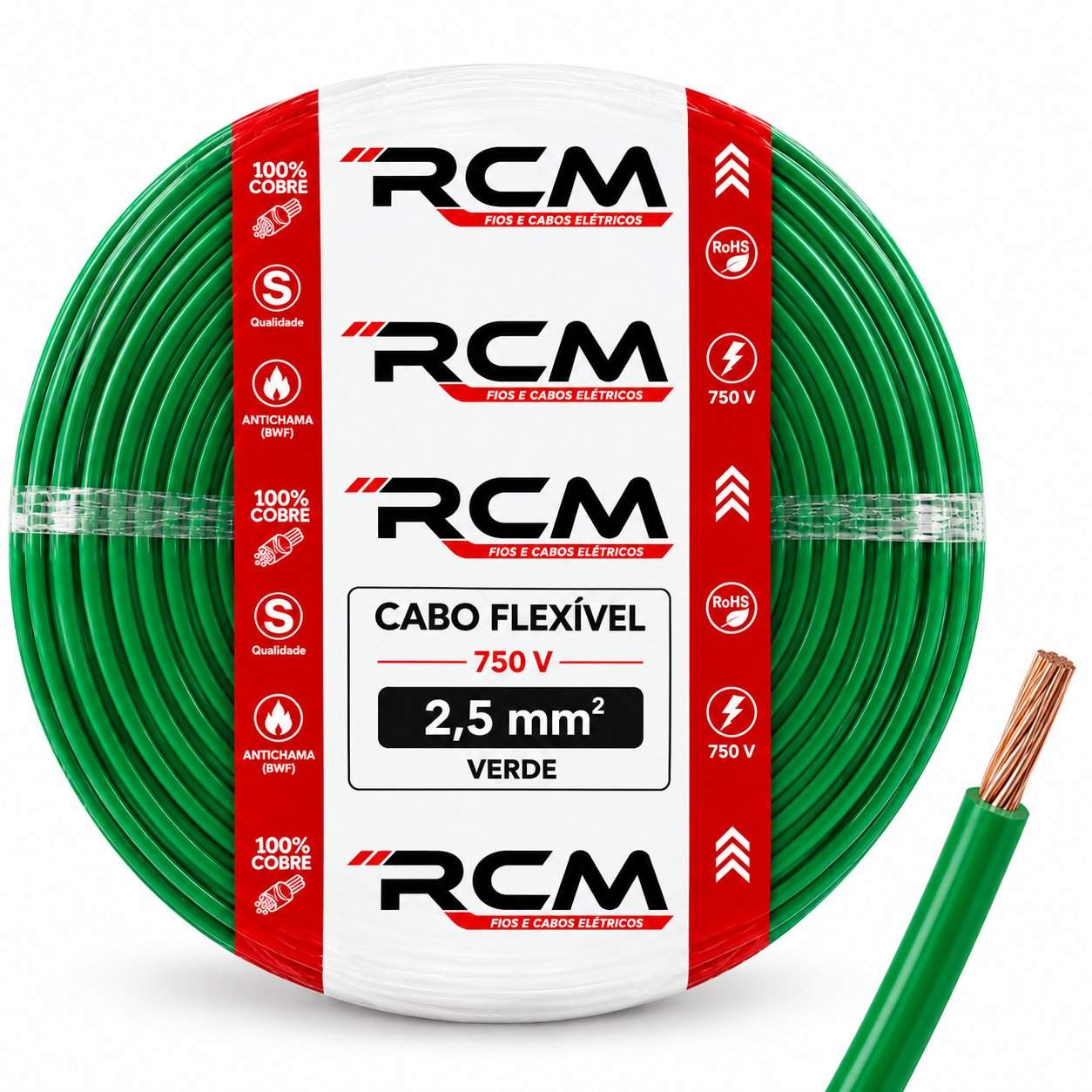 CABO FLEXIVEL 750V 2,5MM VERDE