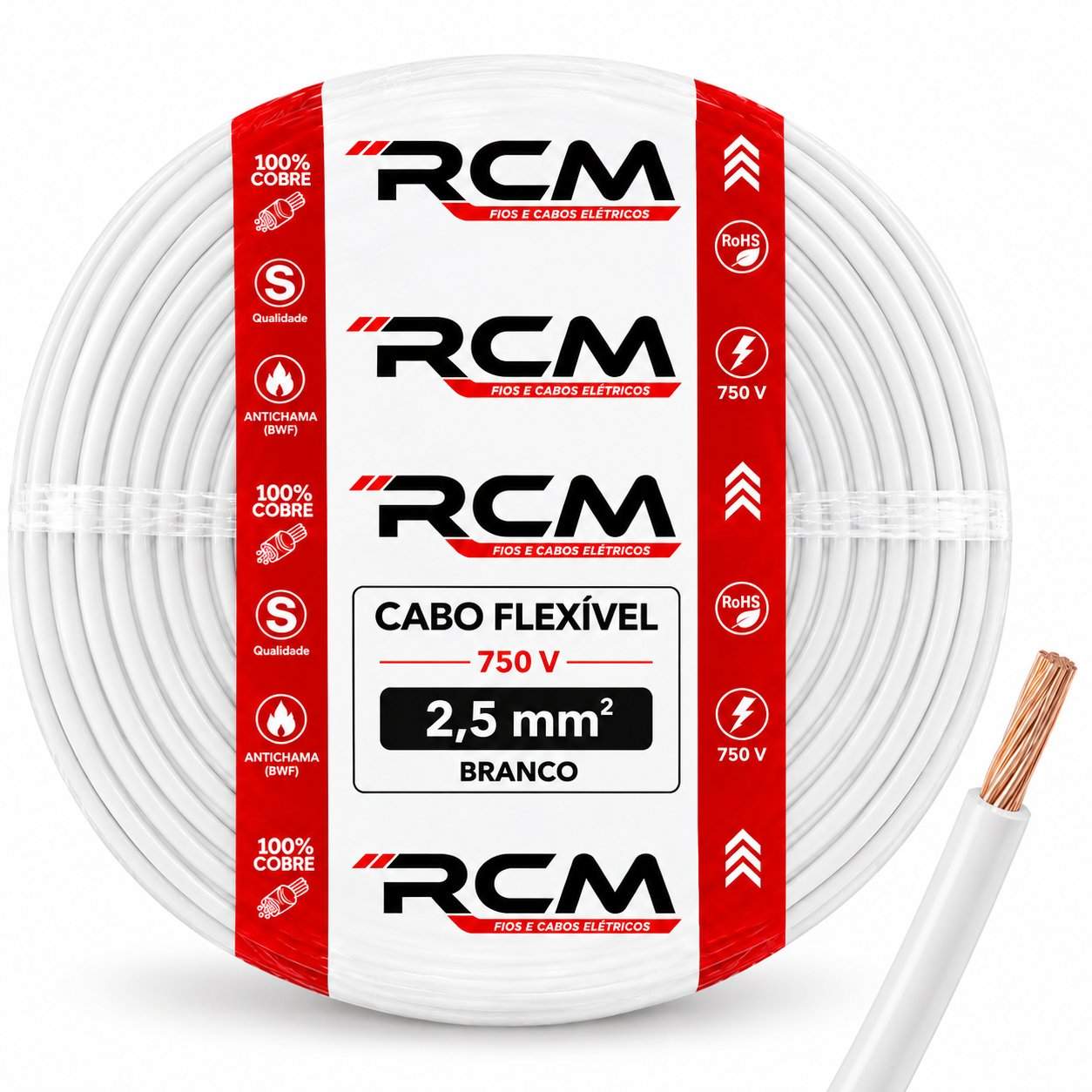 CABO FLEXIVEL 750V 2,5MM BRANCO