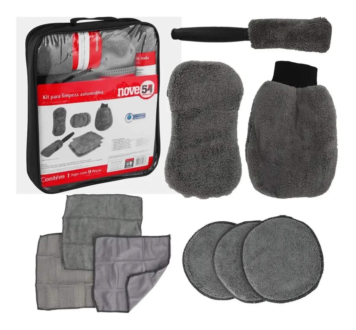 KIT P/LIMPEZA AUTOMOTIVA C/9PCS NOVE54